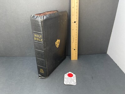 (CB-695) VINTAGE 1964 HOLY BIBLE KJV AMERICAN BIBLE SOCIETY MP53 SERIES LEATHER-image