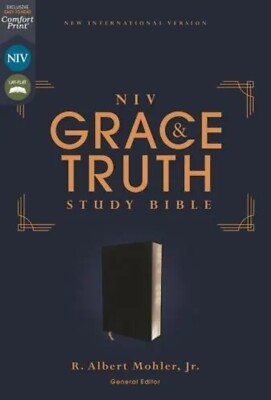 NIV Grace & Truth Study Bible Black European Bonded Leather Red Letter NEW 79.99-image