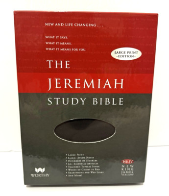 The Jeremiah Study Bible NKJV Large Print Black Leather Red LTR Study Notes-image