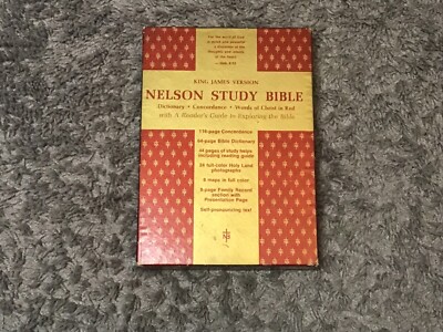 Vtg. Nelson Study Bible 1970 White Concordance Dictionary w/Box-image