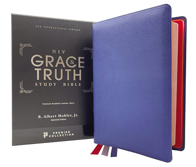 NIV Grace & Truth Study Bible  - Navy Genuine Goatskin Leather - $279.99 Retail-image