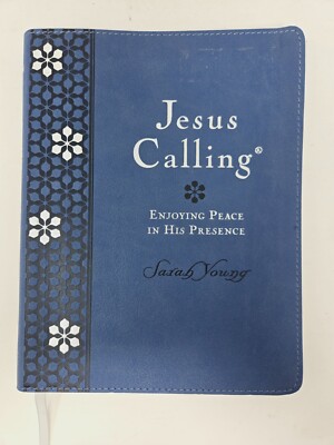 Jesus Calling Large Text by Sarah Young 2011 Blue Faux Leather Christian-image