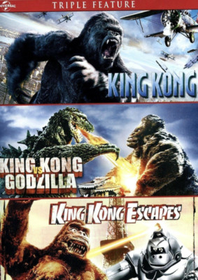King Kong Triple Feature DVD - vs Godzilla - Escapes with 2005 Kong Adult Owned-image